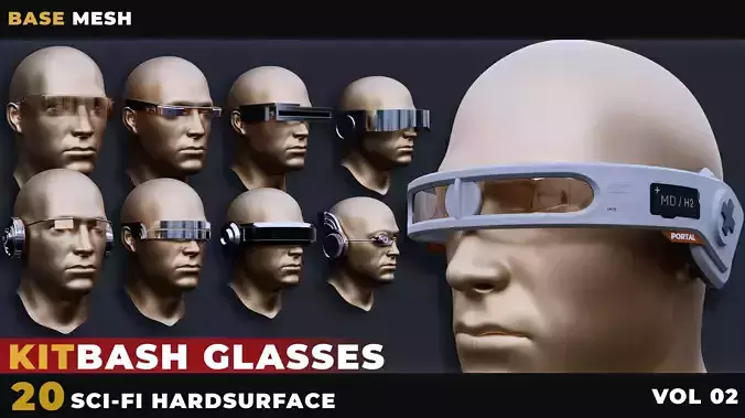 20 sci-fi glasses Low-poly 3D model 20 sci-fi glasses Low-poly 3D model