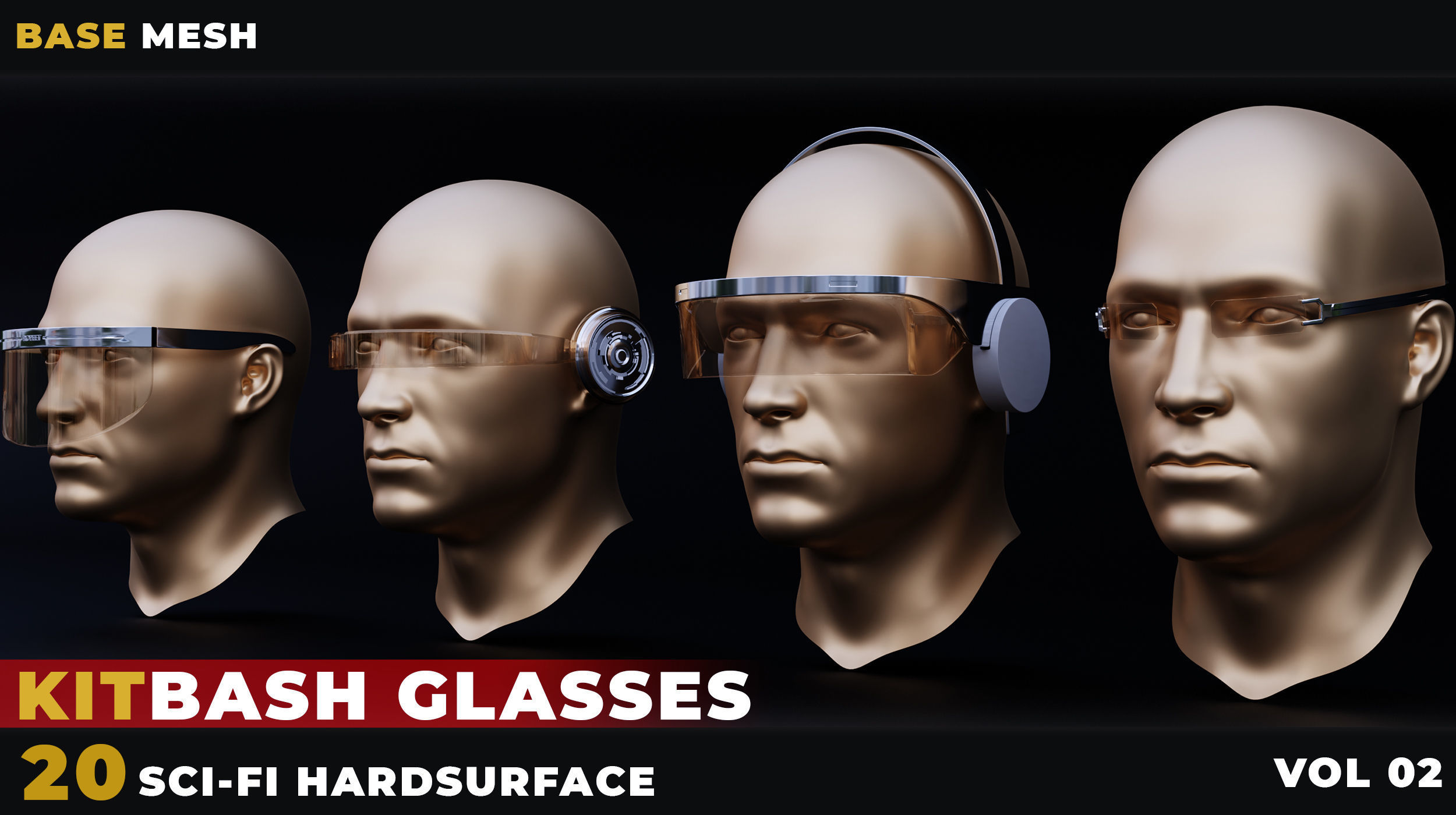 20 sci-fi glasses Low-poly 3D model_3