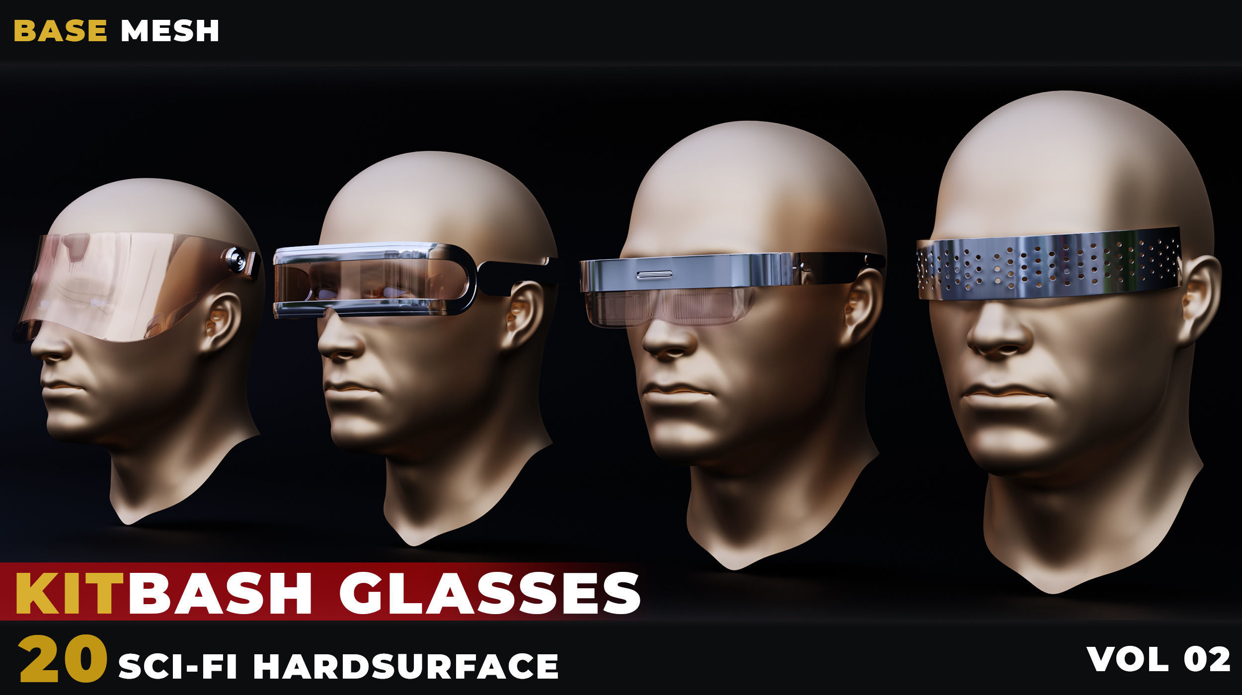 20 sci-fi glasses Low-poly 3D model_1