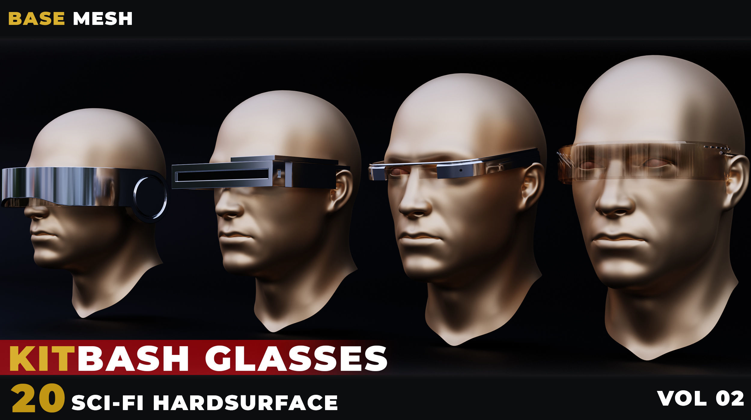 20 sci-fi glasses Low-poly 3D model_4