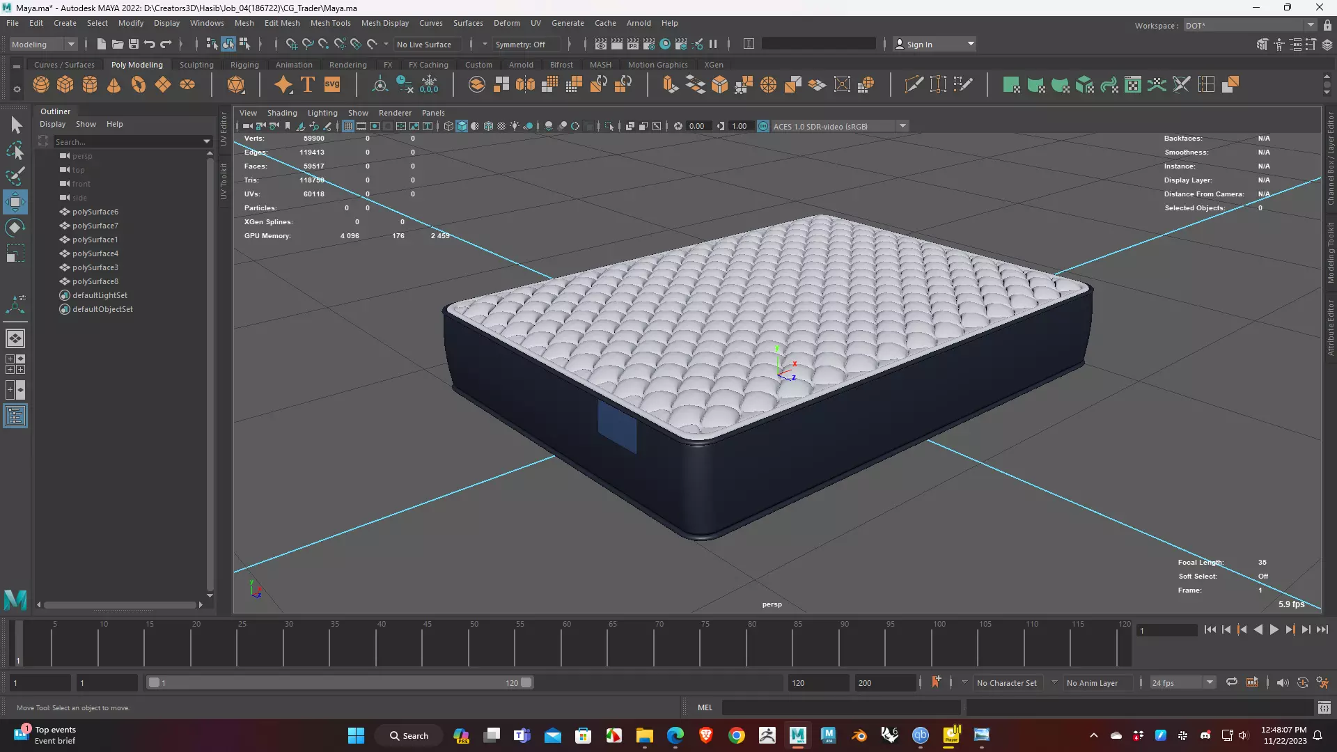 Mattress Low Poly 3D Model for WebGL Ready Low-poly 3D model_0