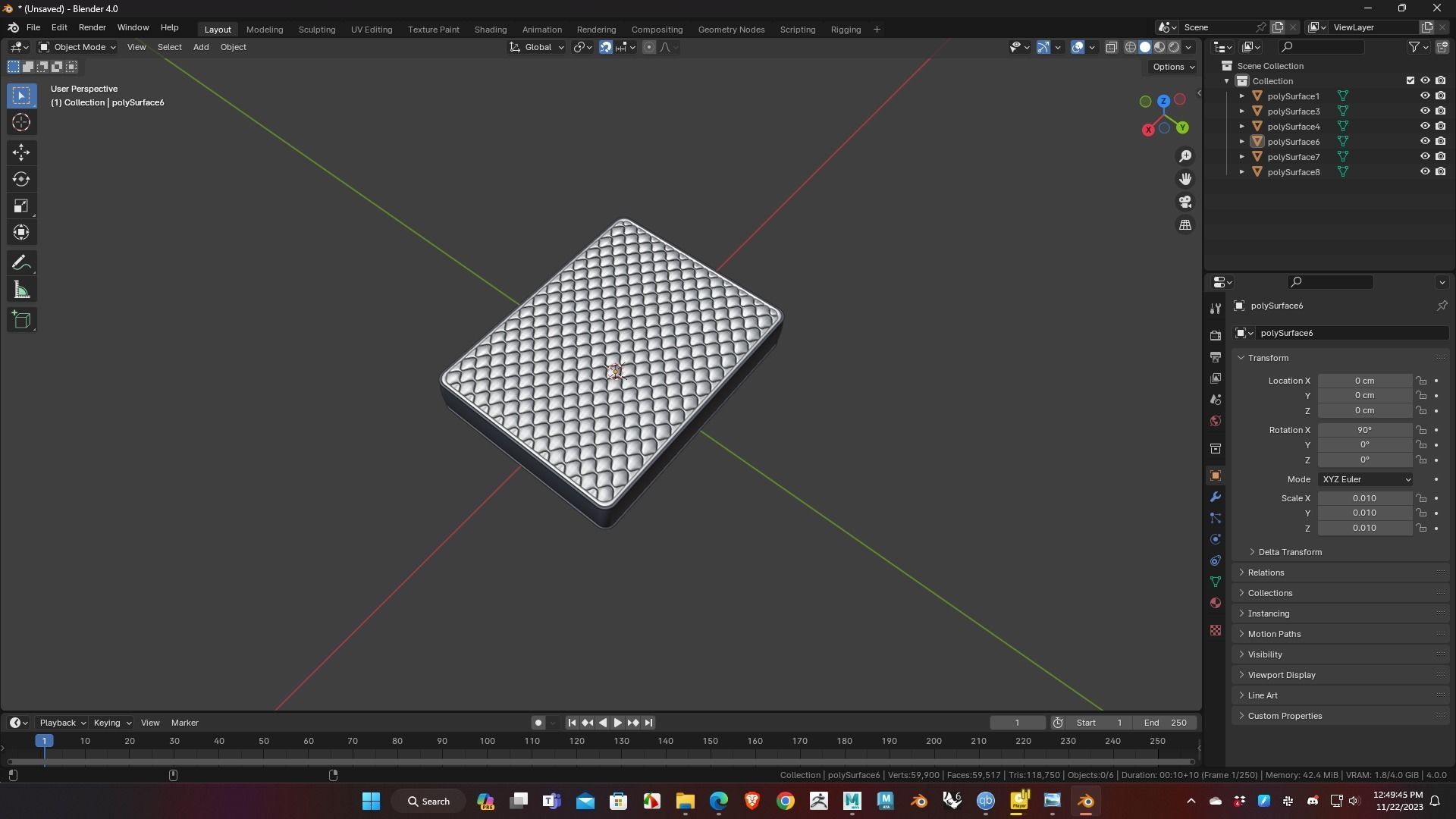 Mattress Low Poly 3D Model for WebGL Ready Low-poly 3D model_6