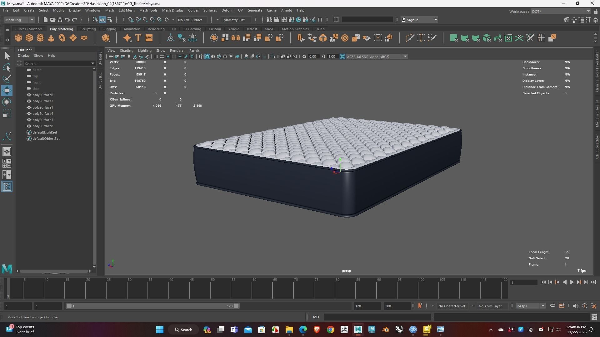 Mattress Low Poly 3D Model for WebGL Ready Low-poly 3D model_4