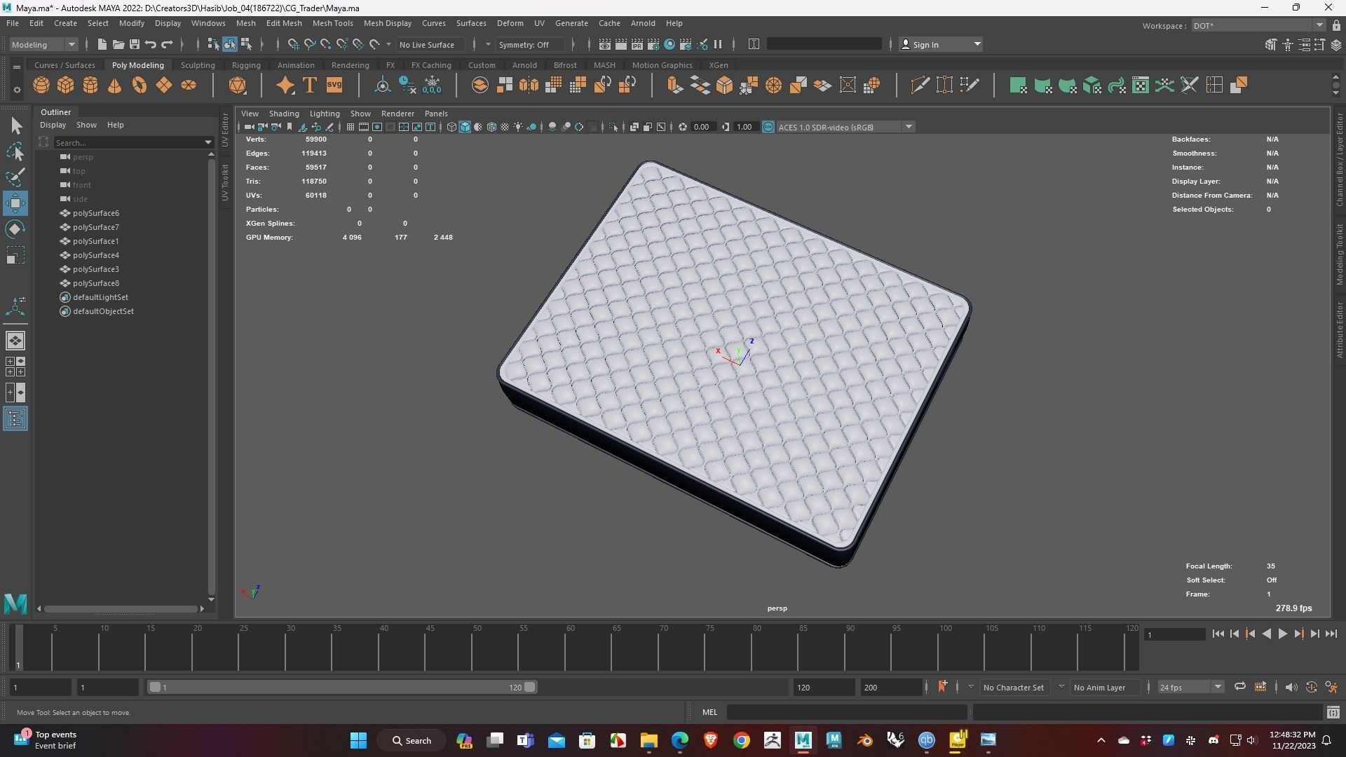 Mattress Low Poly 3D Model for WebGL Ready Low-poly 3D model_3