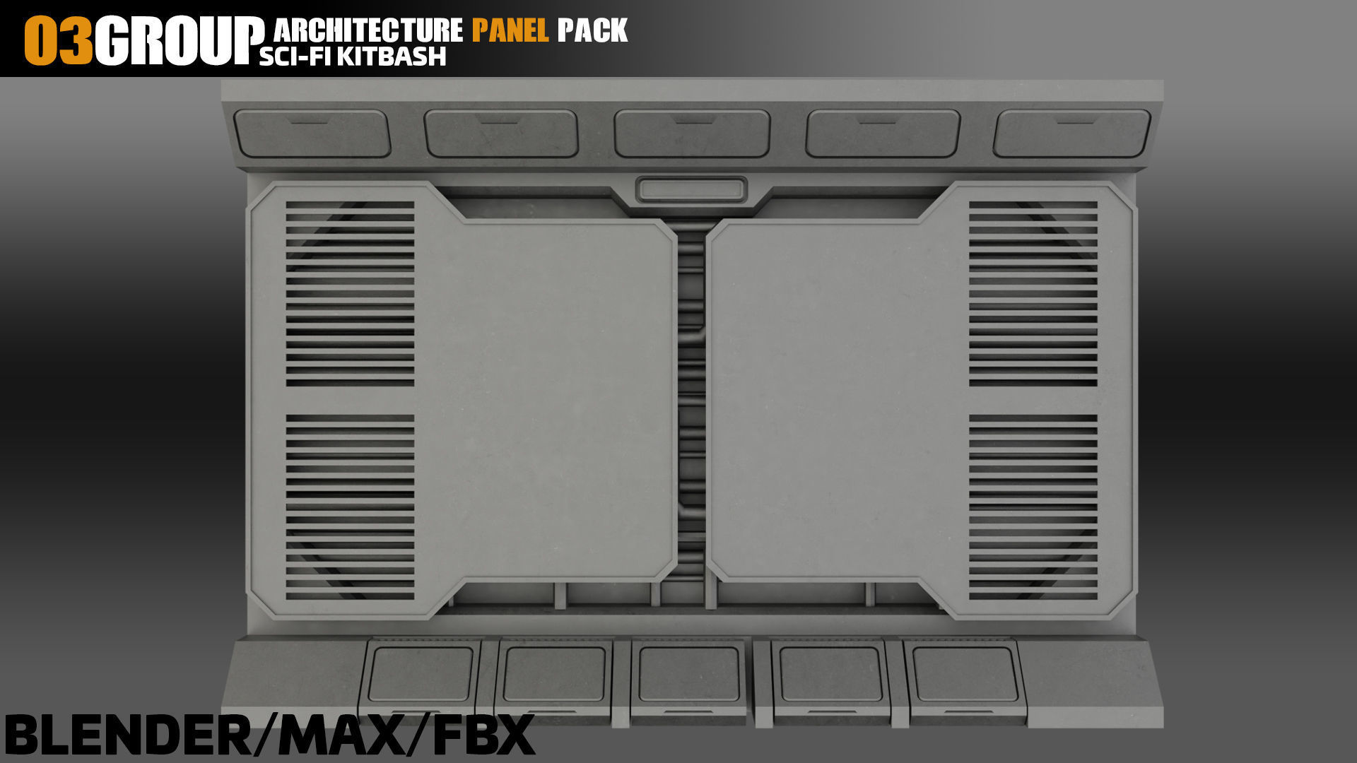 Sci-Fi Architecture Panels Pack vol 13 Low-poly 3D model_3