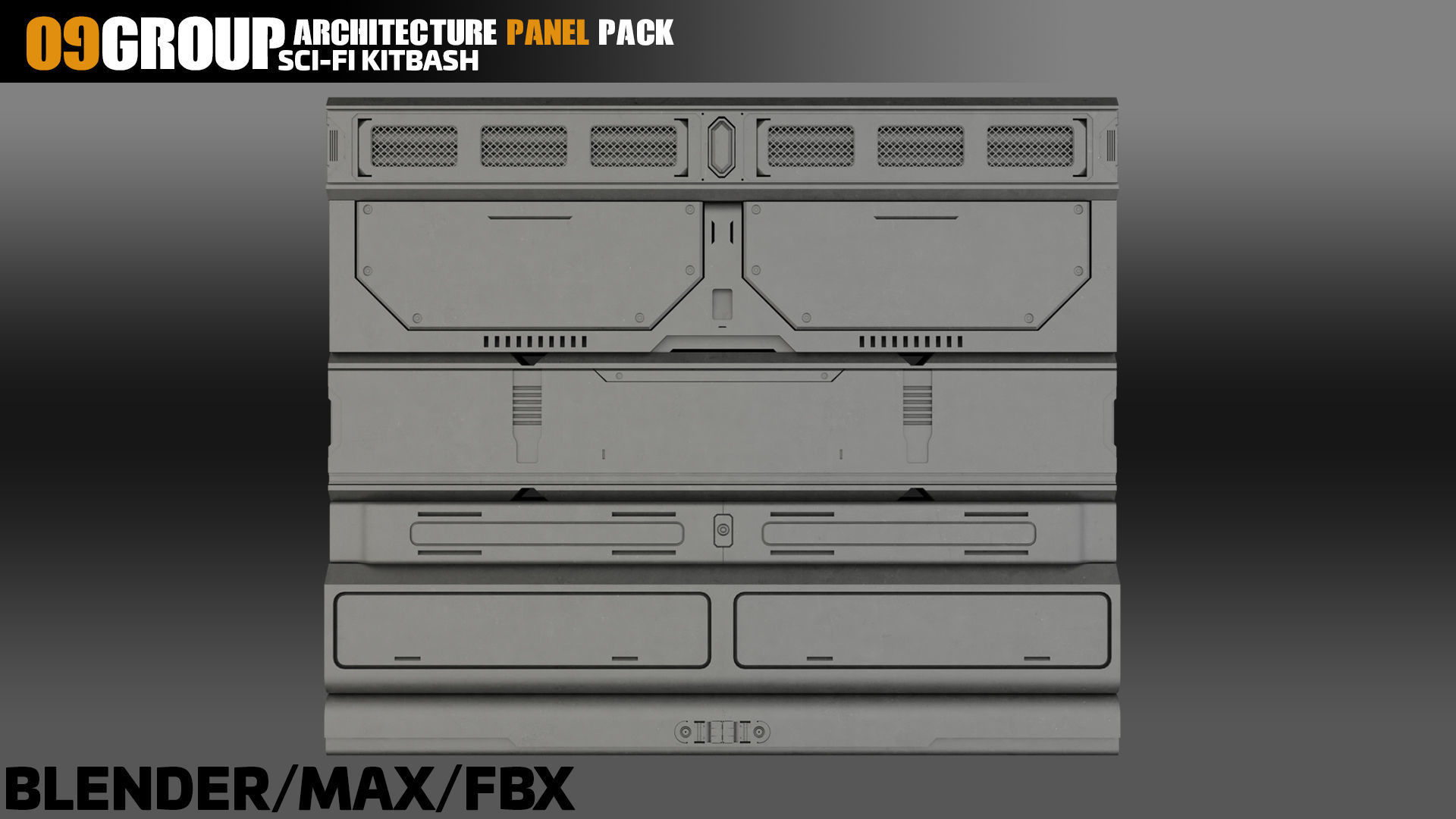 Sci-Fi Architecture Panels Pack vol 13 Low-poly 3D model_9