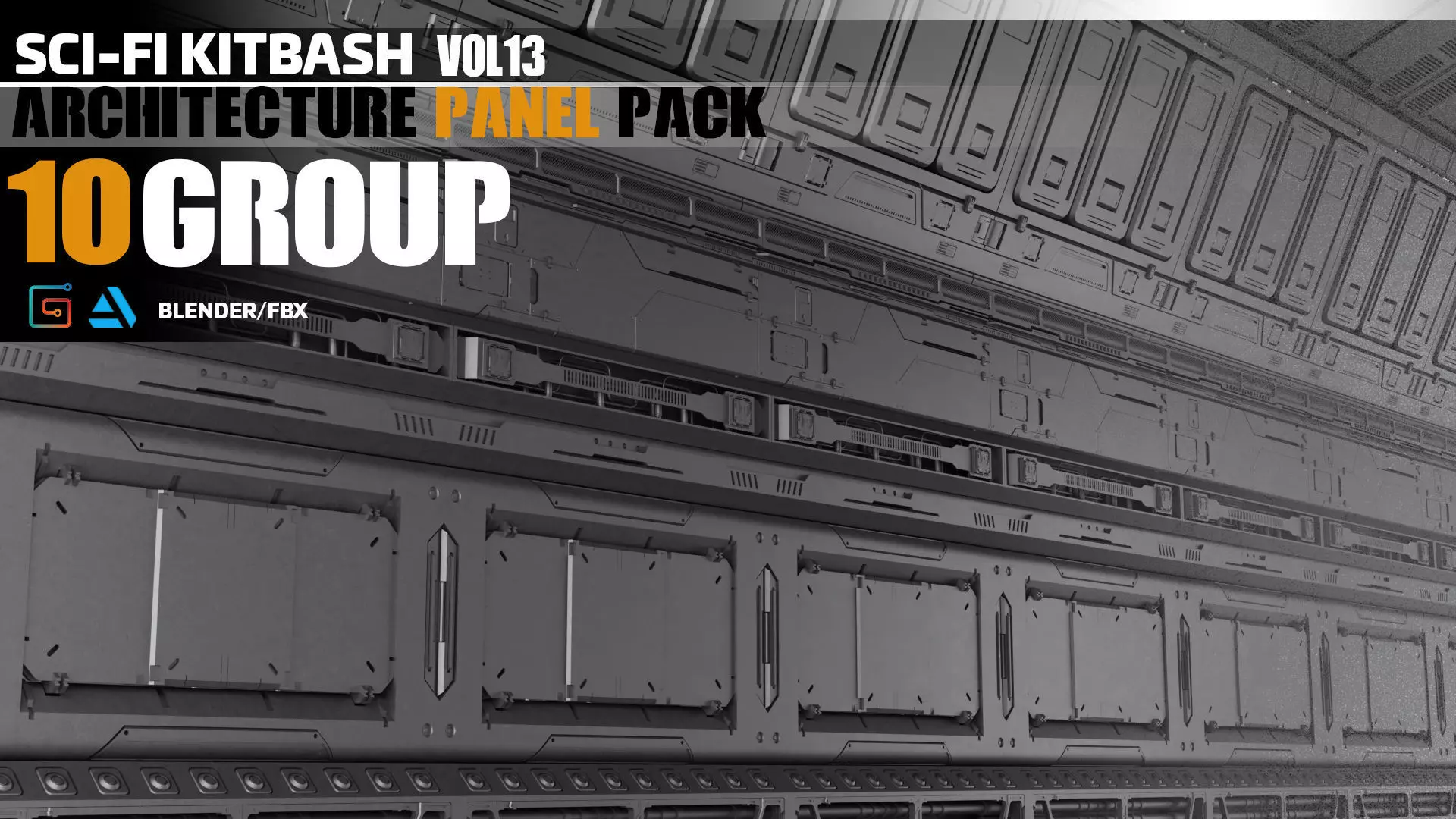 Sci-Fi Architecture Panels Pack vol 13 Low-poly 3D model_0