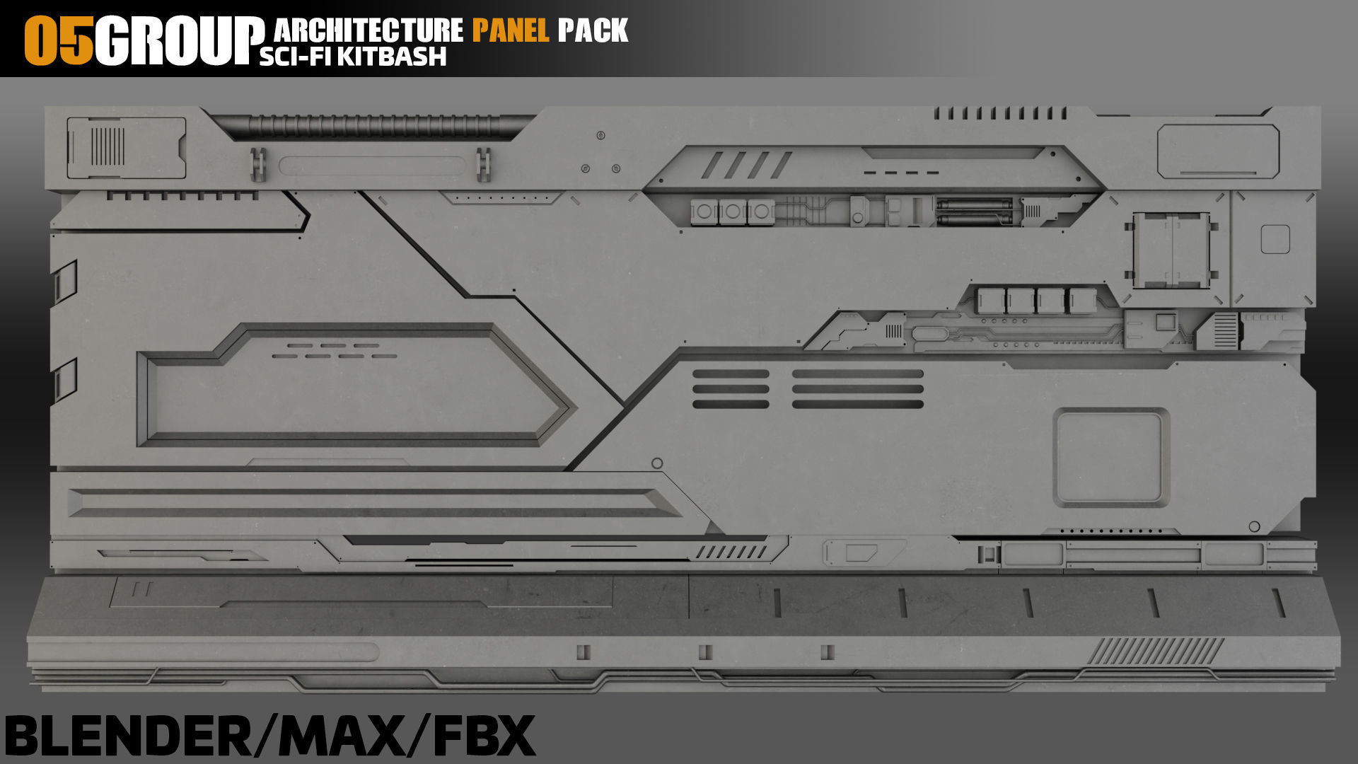 Sci-Fi Architecture Panels Pack vol 13 Low-poly 3D model_5