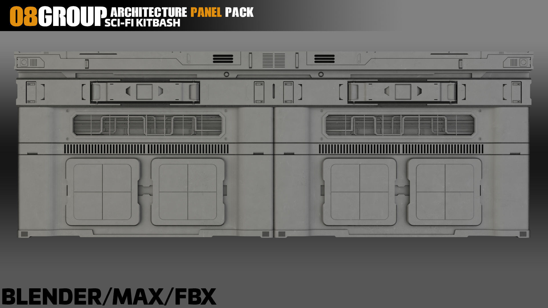 Sci-Fi Architecture Panels Pack vol 13 Low-poly 3D model_8