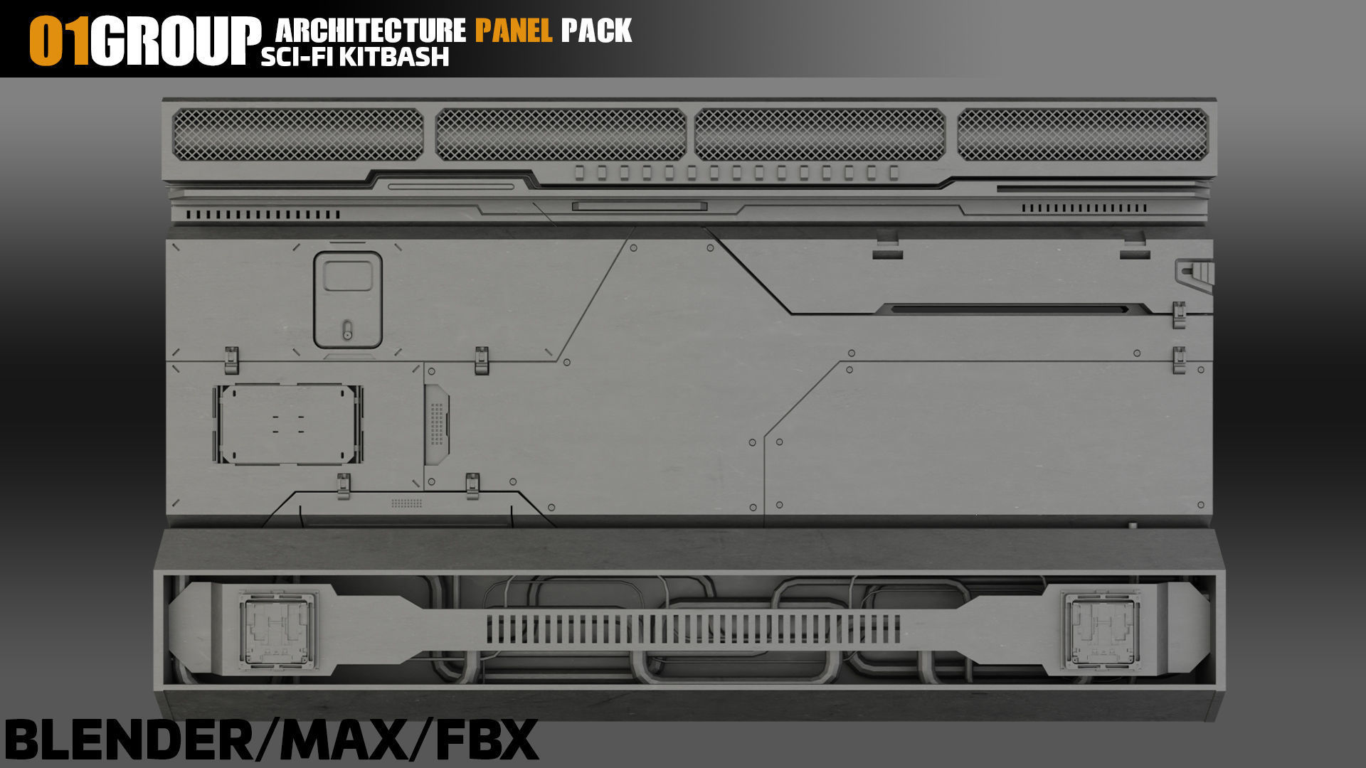 Sci-Fi Architecture Panels Pack vol 13 Low-poly 3D model_1