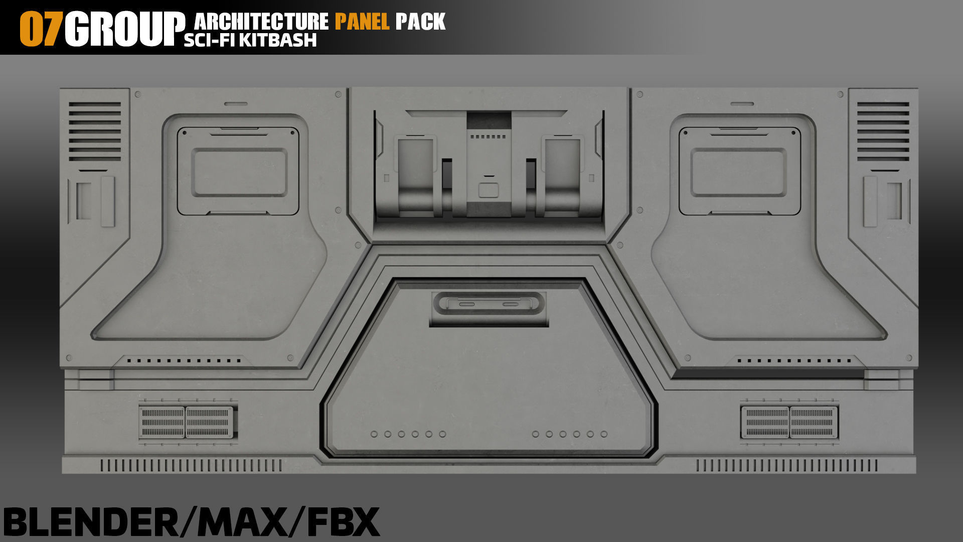 Sci-Fi Architecture Panels Pack vol 13 Low-poly 3D model_7