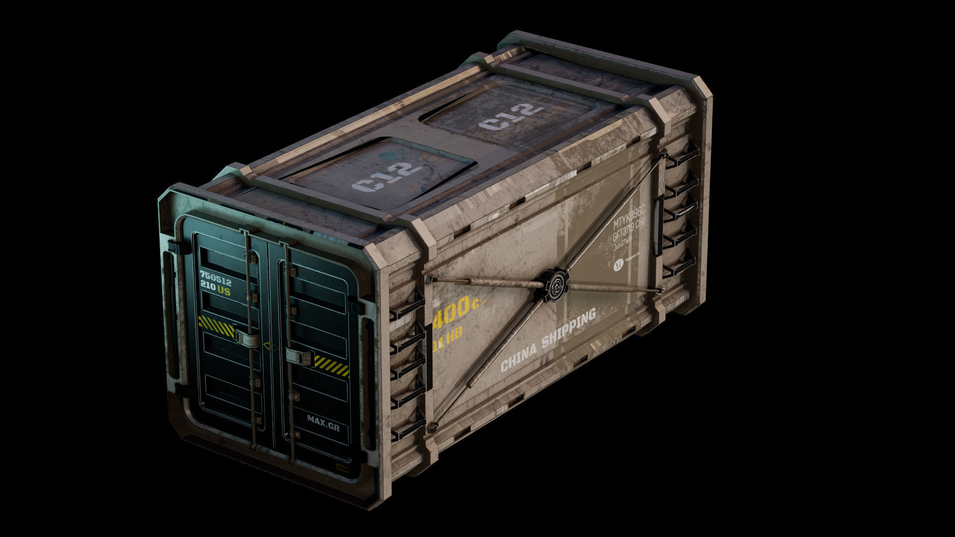 5 SCIFI CONTAINER GAME ASSETS LOWPOLY Low-poly 3D model_12