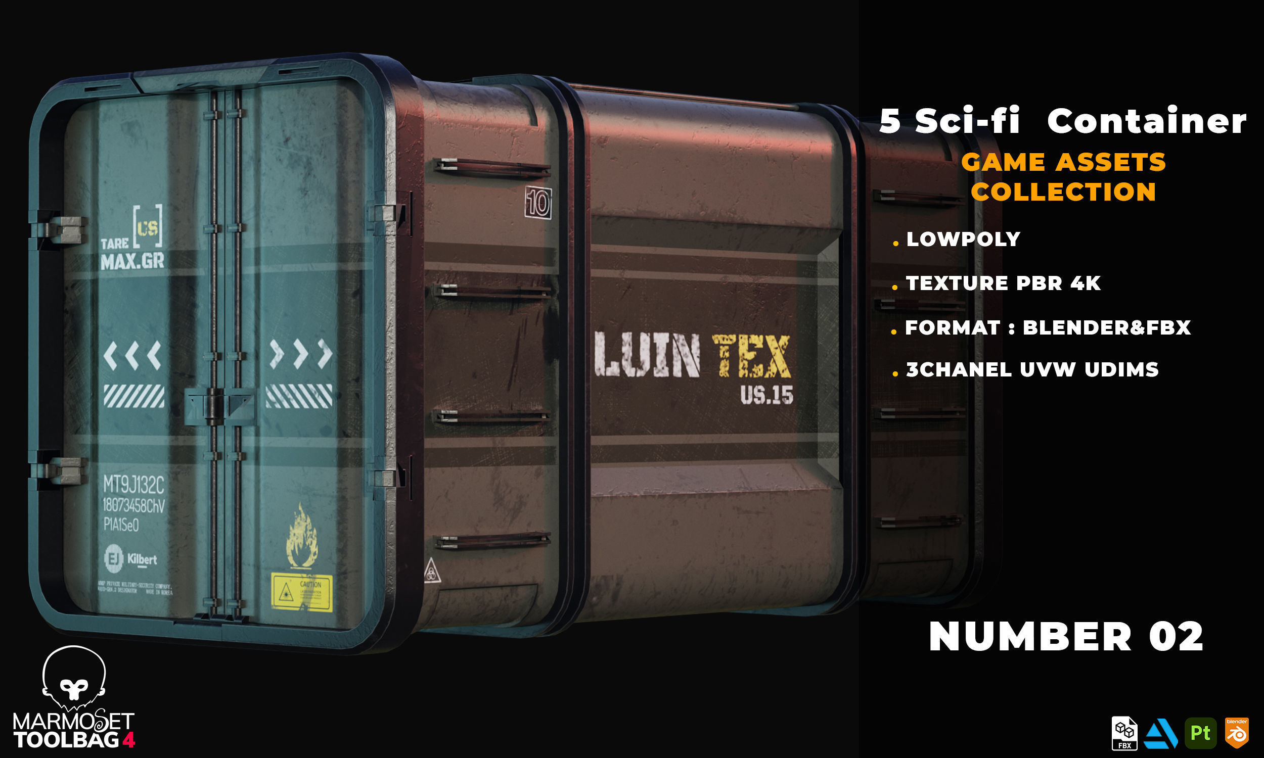 5 SCIFI CONTAINER GAME ASSETS LOWPOLY Low-poly 3D model_1