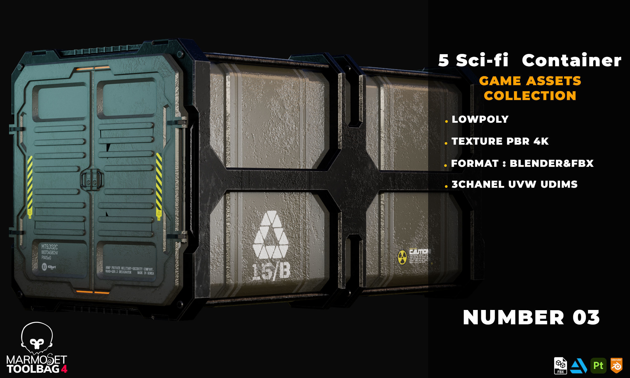 5 SCIFI CONTAINER GAME ASSETS LOWPOLY Low-poly 3D model_2