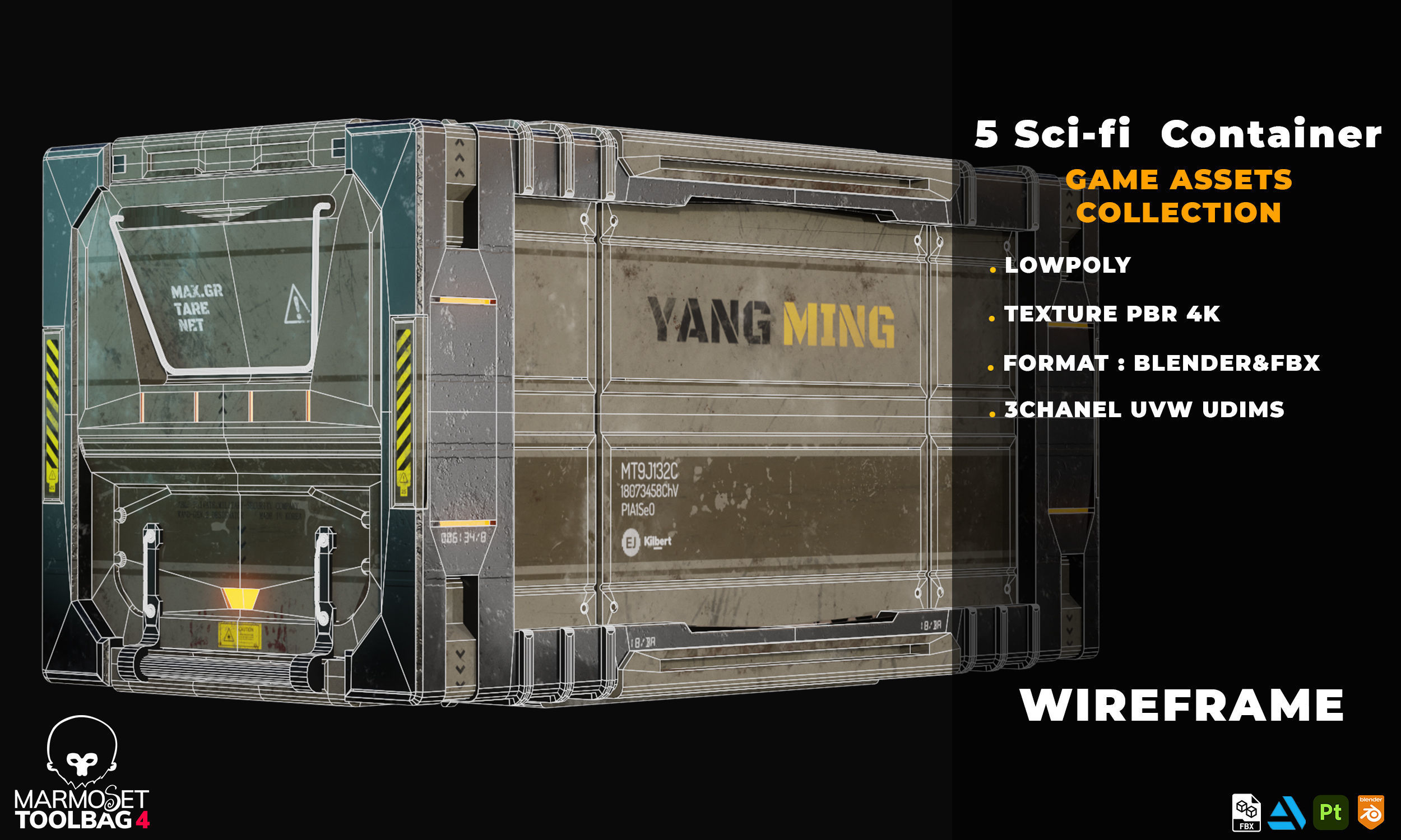 5 SCIFI CONTAINER GAME ASSETS LOWPOLY Low-poly 3D model_5