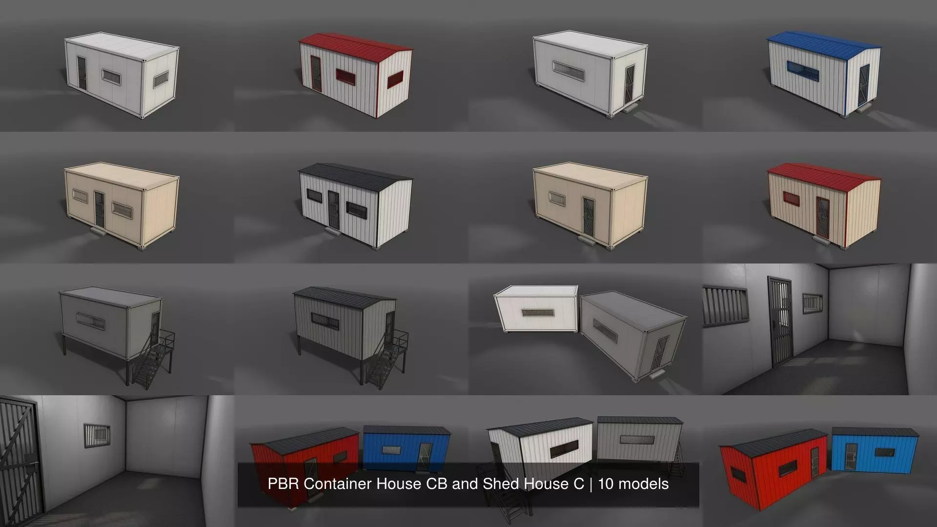 PBR Container House CB and Shed House C 3D Model Collection_11