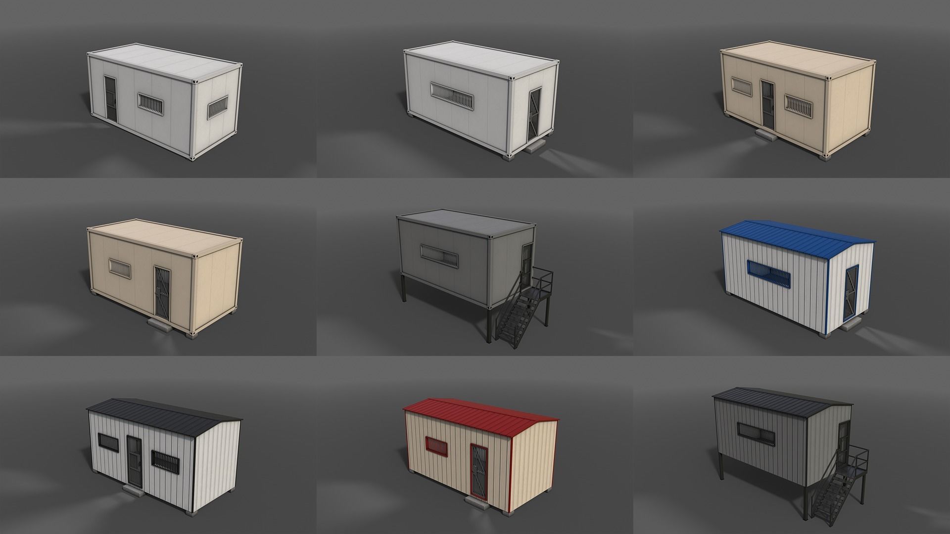 PBR Container House CB and Shed House C 3D Model Collection_12