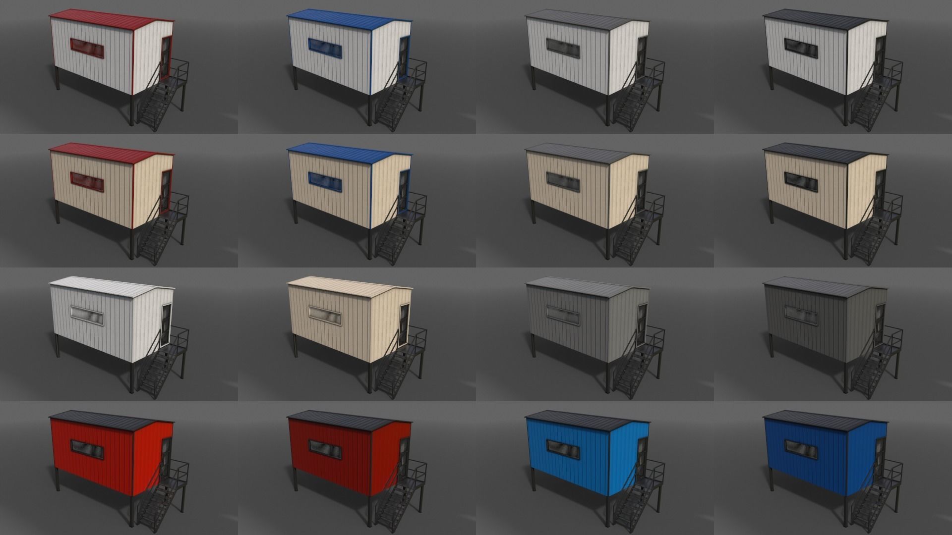 PBR Container House CB and Shed House C 3D Model Collection_29