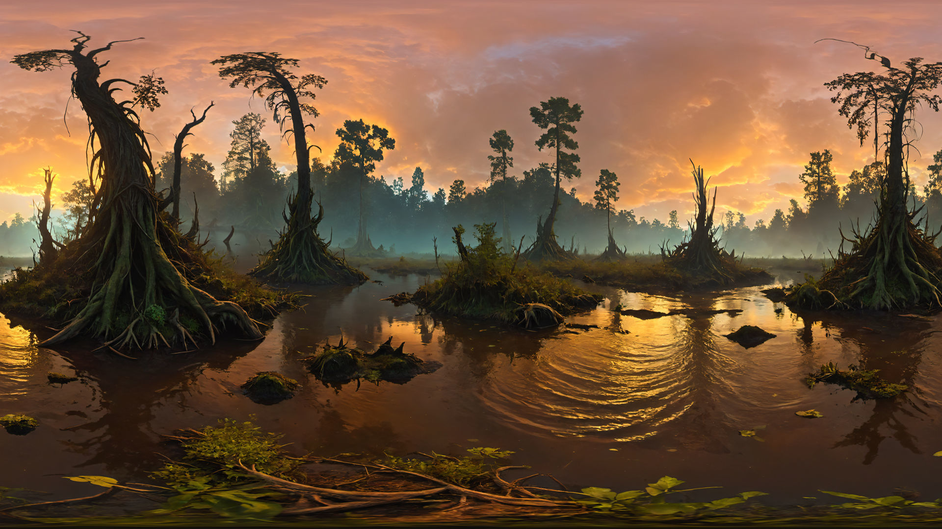 HDRI Swamps and Wetlands Low-poly 3D model_7