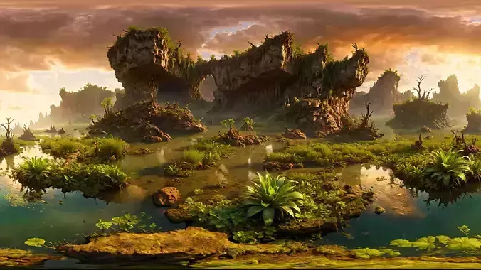 HDRI Swamps and Wetlands Low-poly 3D model