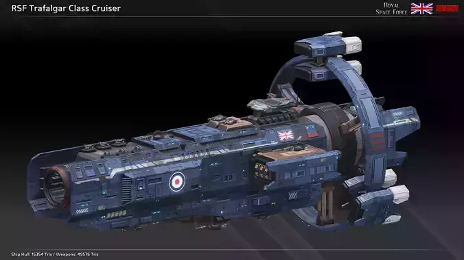 RSF Spaceship Trafalgar Class Cruiser Low-poly 3D model