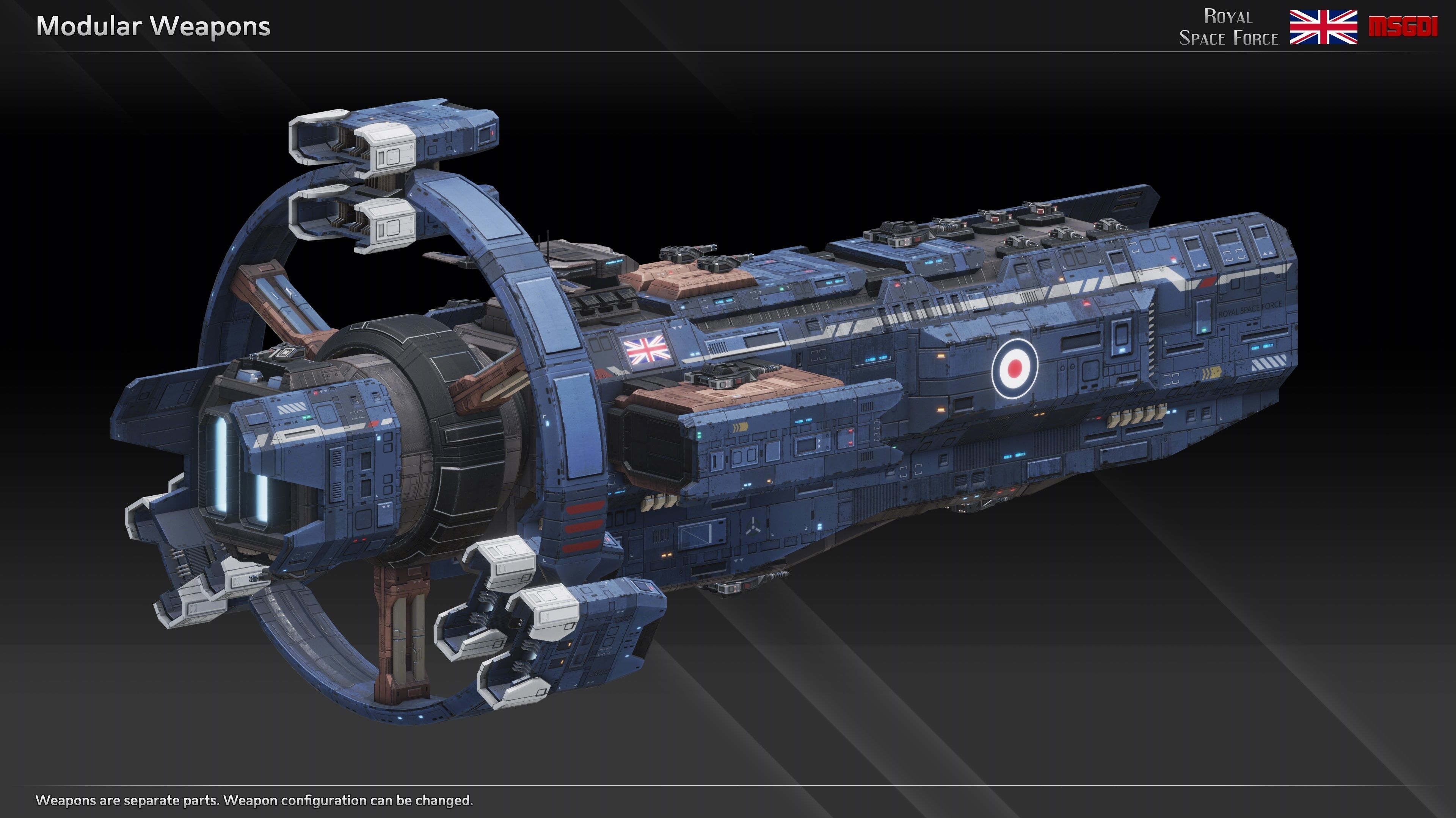 RSF Spaceship Trafalgar Class Cruiser Low-poly 3D model_5