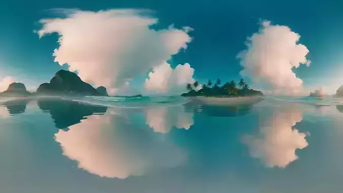 HDRI Tropical Beach Low-poly 3D model