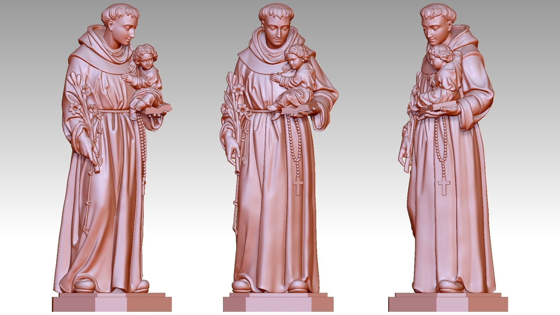 Saint Anthony of Padua 3D print model_11