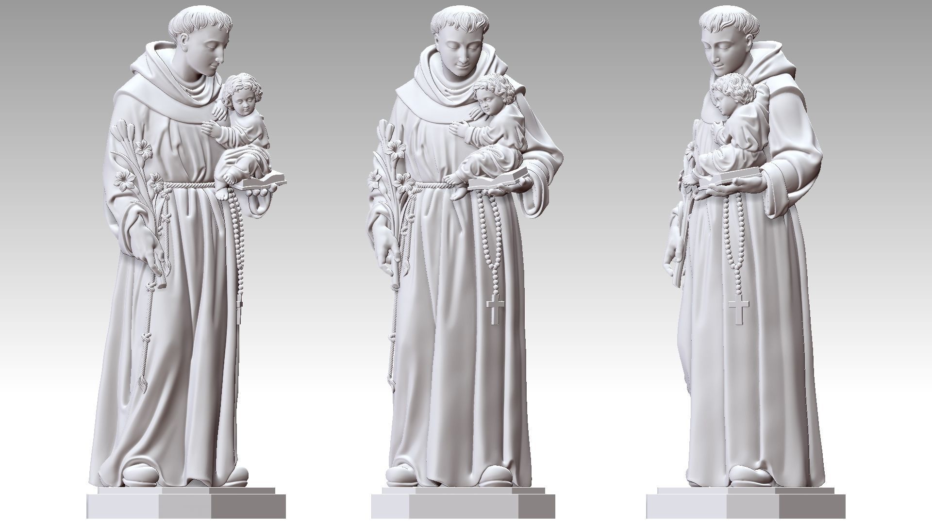 Saint Anthony of Padua 3D print model_12
