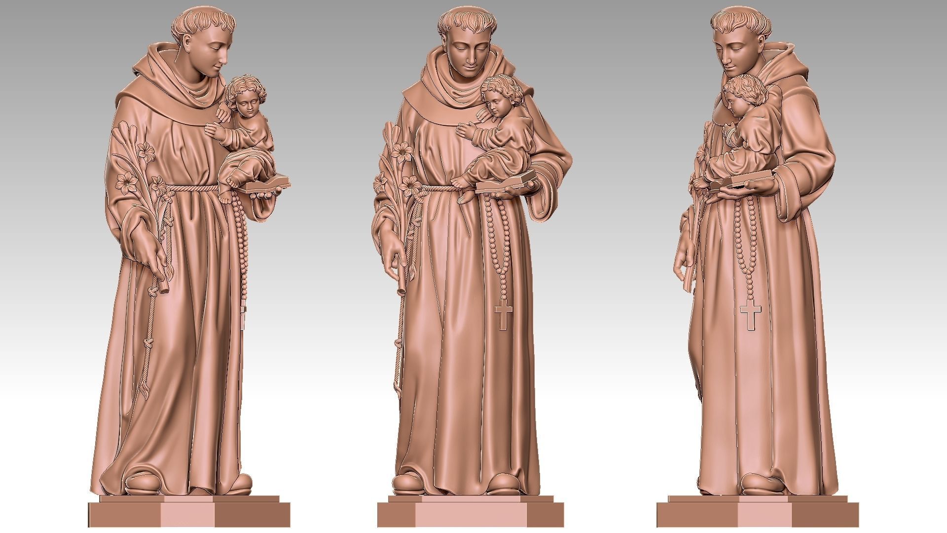 Saint Anthony of Padua 3D print model_9