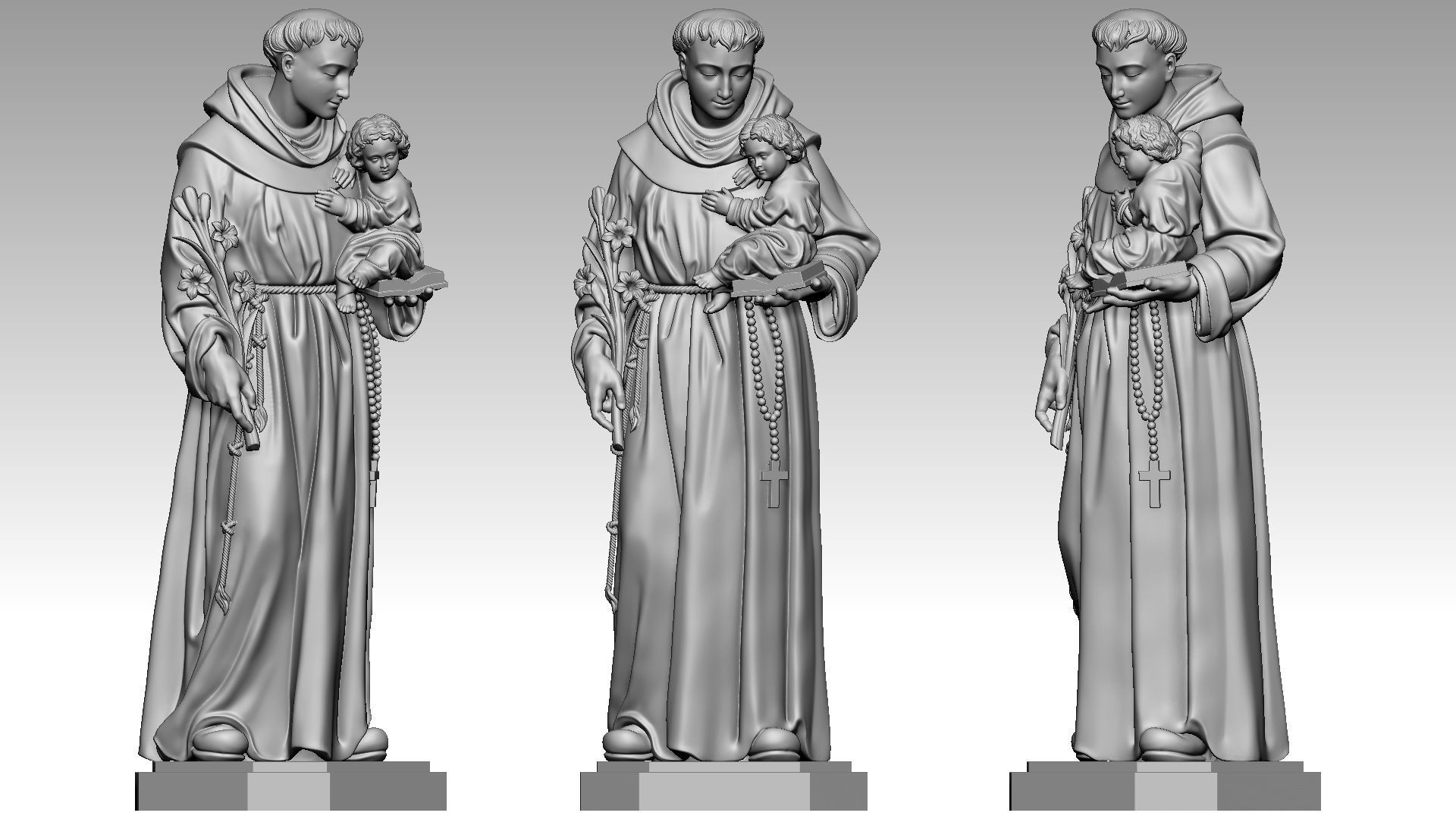 Saint Anthony of Padua 3D print model_1