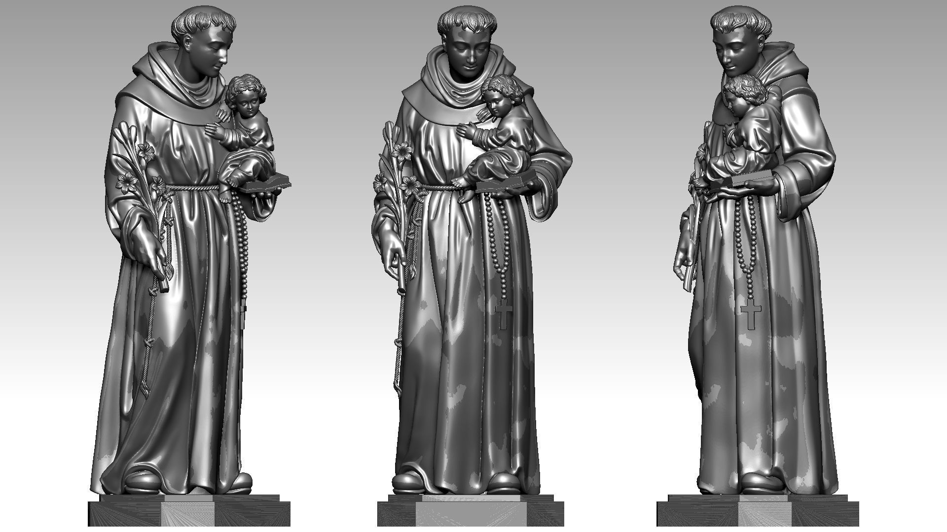 Saint Anthony of Padua 3D print model_3