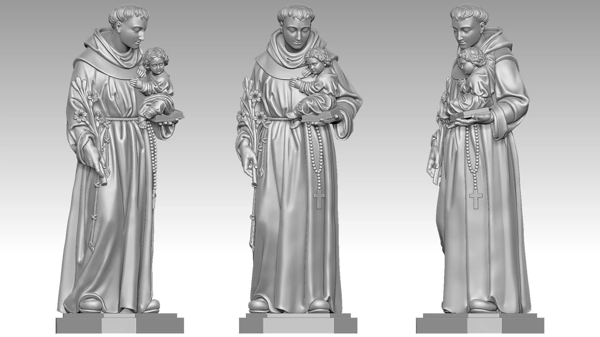 Saint Anthony of Padua 3D print model_0