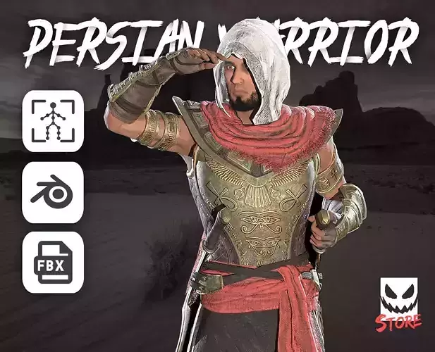 Persian Warrior Low-poly 3D model