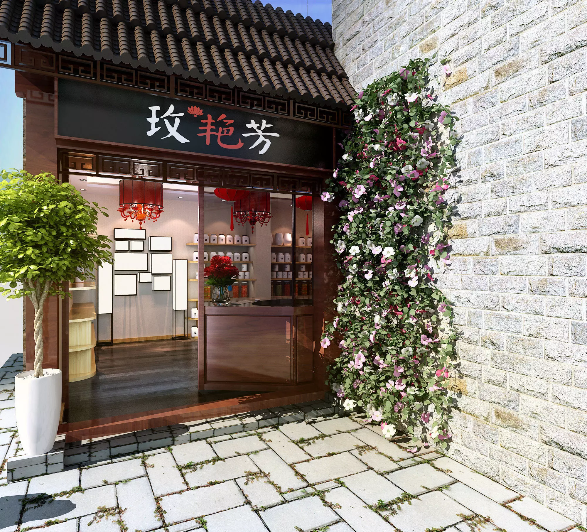 Boutique facade store 3D model_0