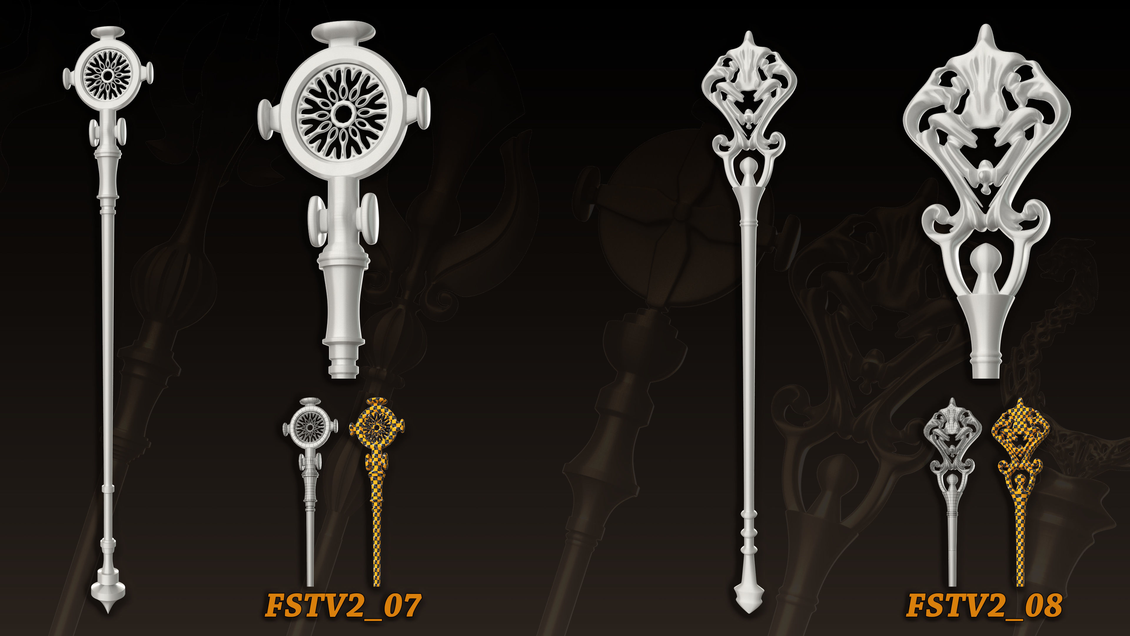 20 King Scepter 3D Model  Basemesh vol 2 Low-poly 3D model_4