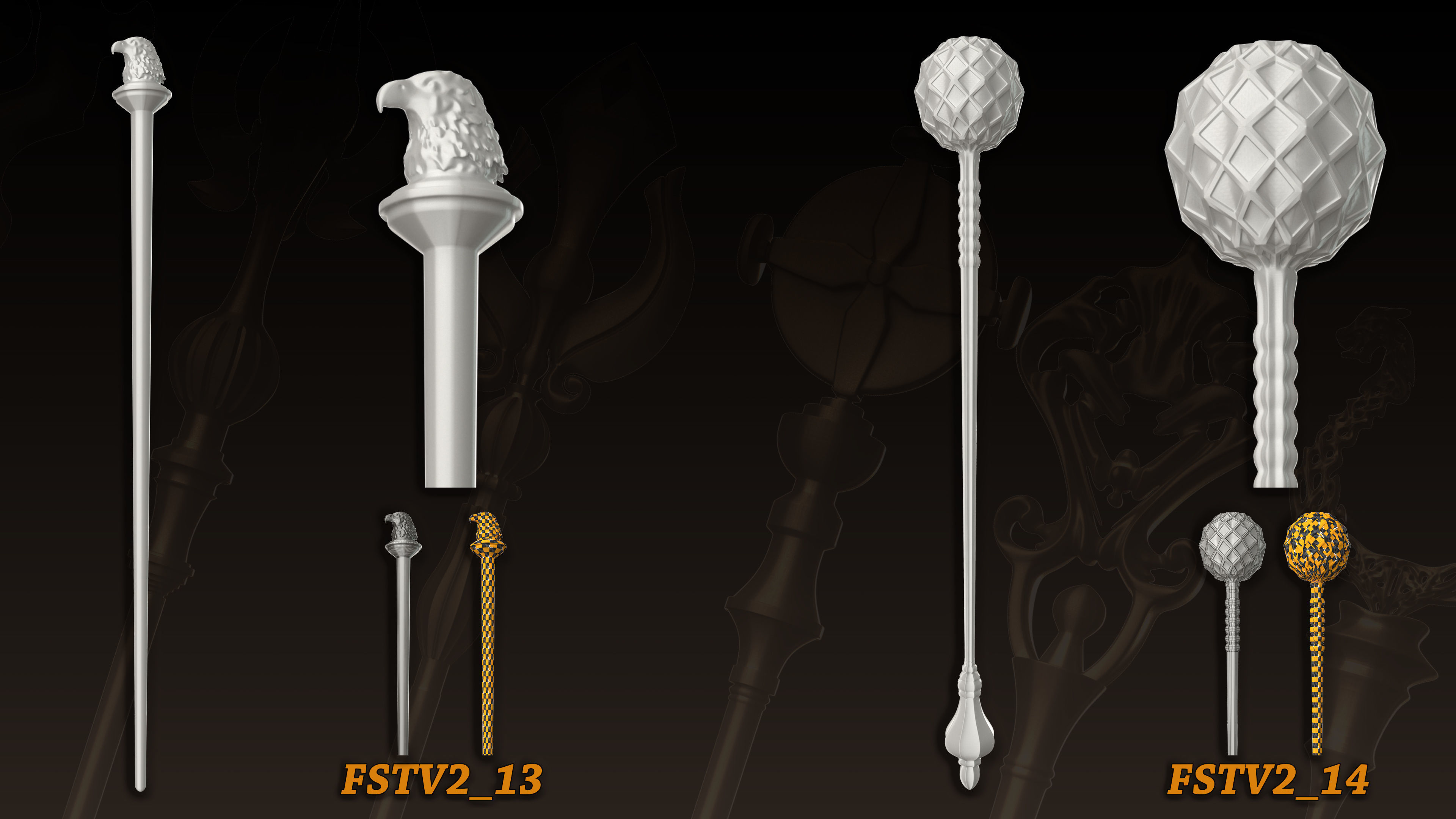 20 King Scepter 3D Model  Basemesh vol 2 Low-poly 3D model_7