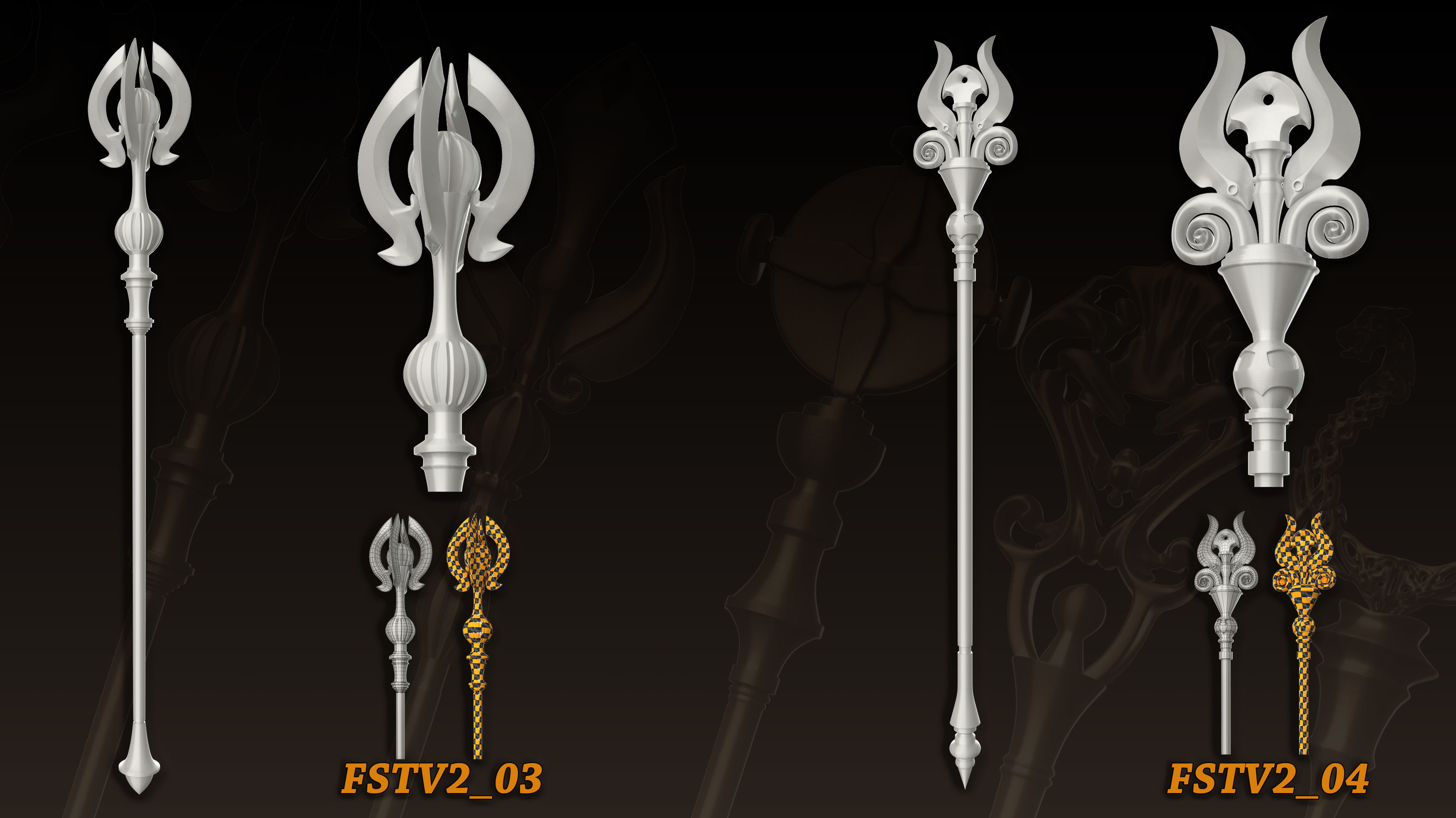 20 King Scepter 3D Model  Basemesh vol 2 Low-poly 3D model_2