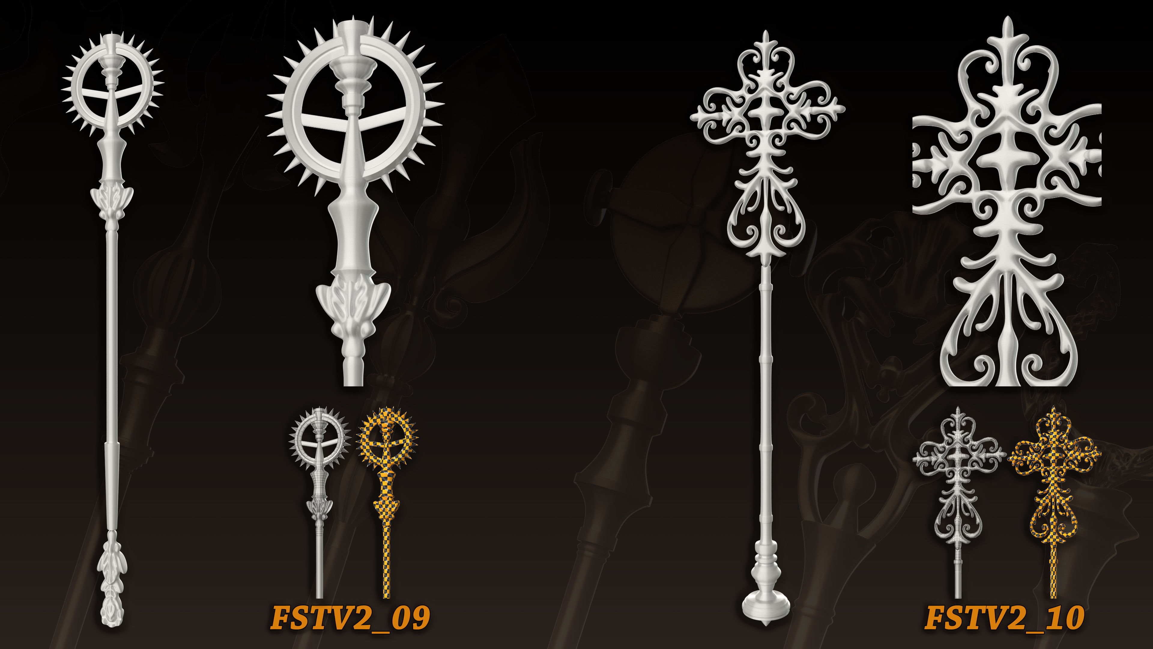 20 King Scepter 3D Model  Basemesh vol 2 Low-poly 3D model_5