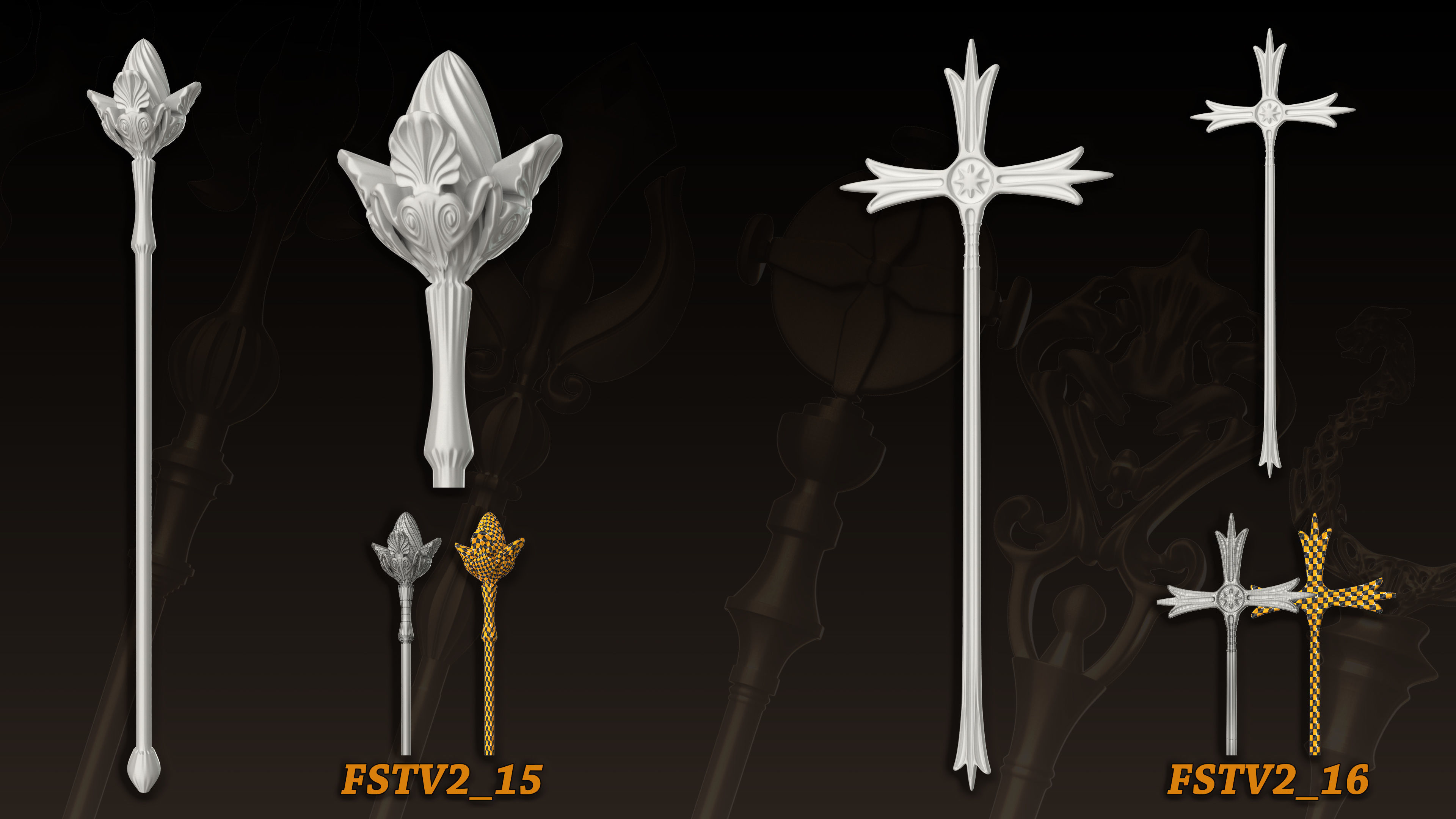 20 King Scepter 3D Model  Basemesh vol 2 Low-poly 3D model_8