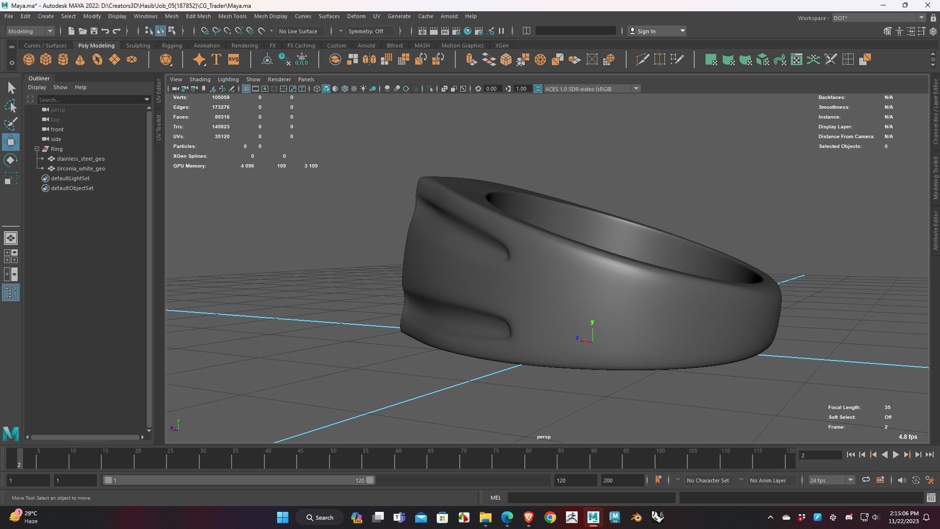 Stainless Ring Low Poly 3D Model for WebGL and 3d Printing Ready 3D print model_6