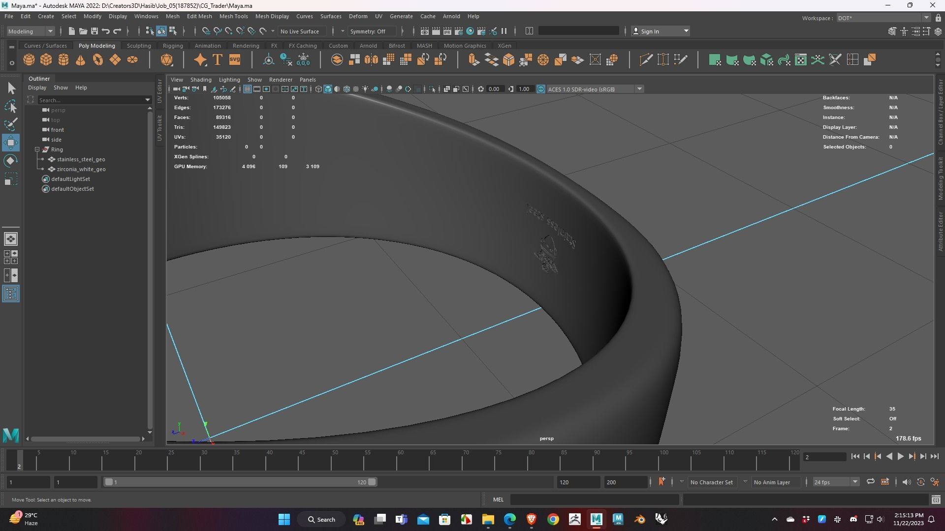 Stainless Ring Low Poly 3D Model for WebGL and 3d Printing Ready 3D print model_7