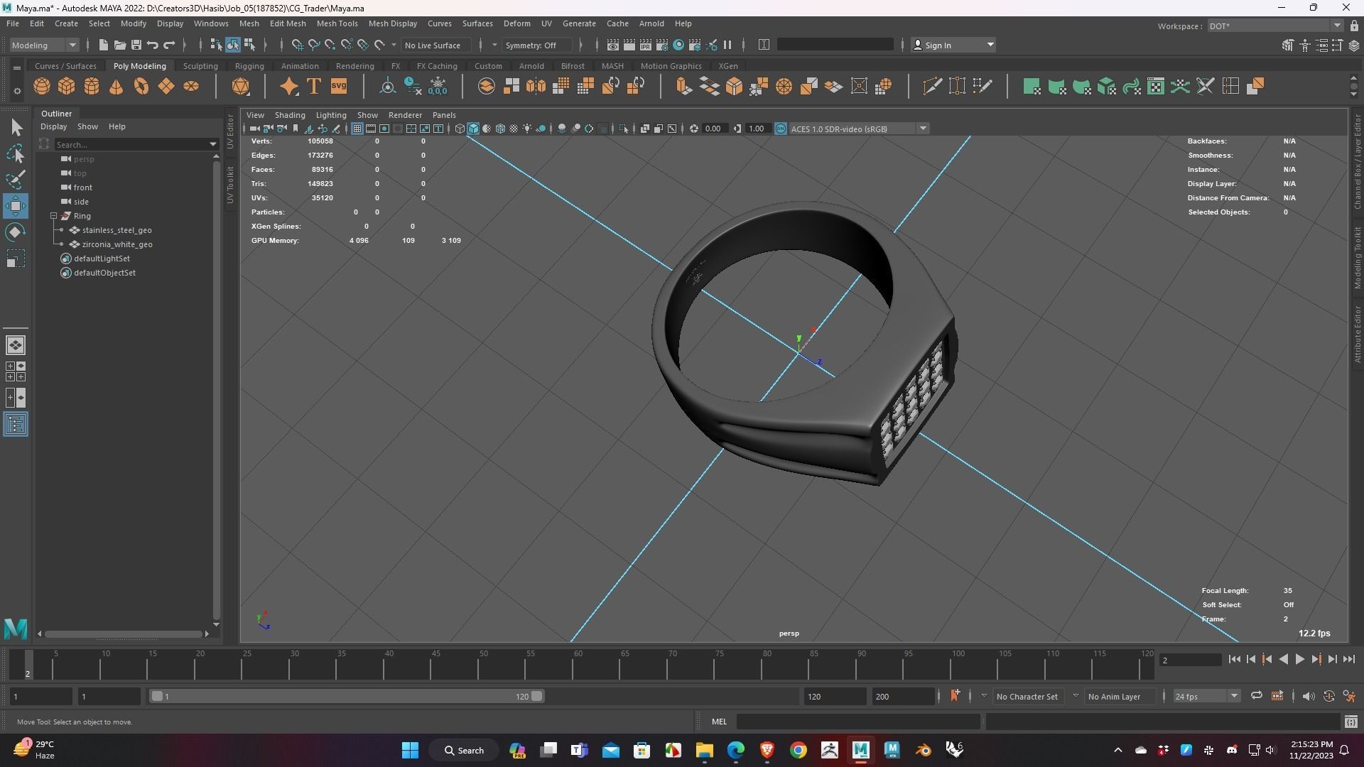 Stainless Ring Low Poly 3D Model for WebGL and 3d Printing Ready 3D print model_9