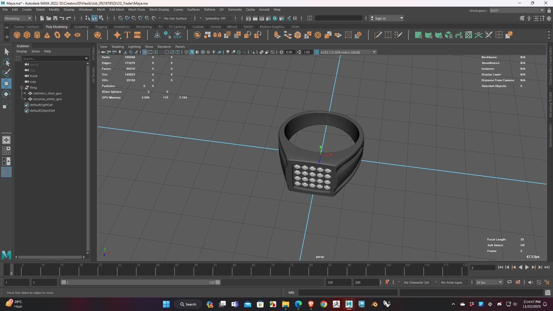 Stainless Ring Low Poly 3D Model for WebGL and 3d Printing Ready 3D print model_3