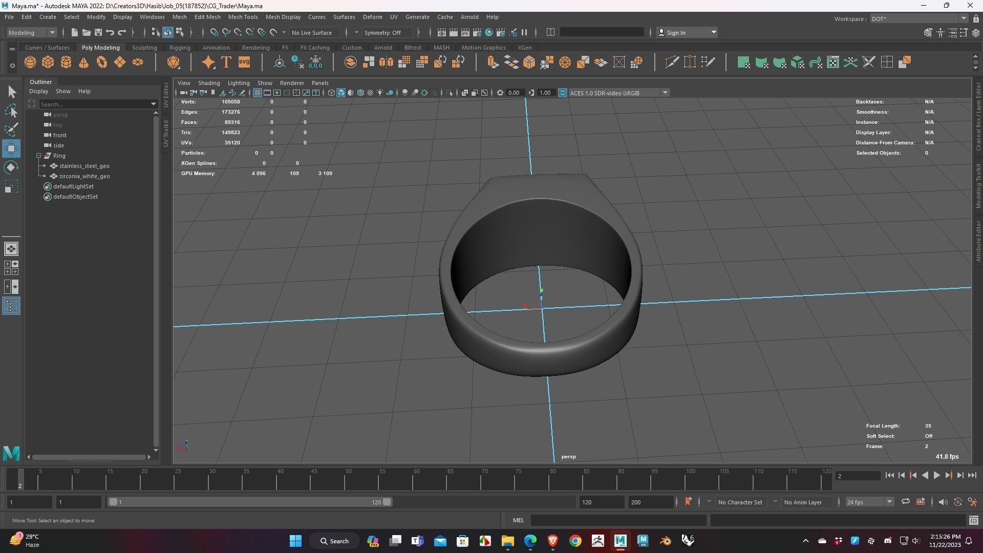 Stainless Ring Low Poly 3D Model for WebGL and 3d Printing Ready 3D print model_10
