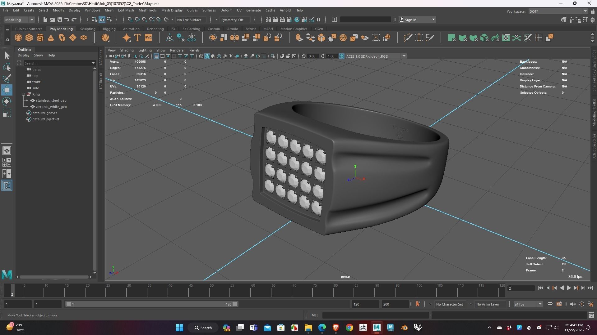 Stainless Ring Low Poly 3D Model for WebGL and 3d Printing Ready 3D print model_2