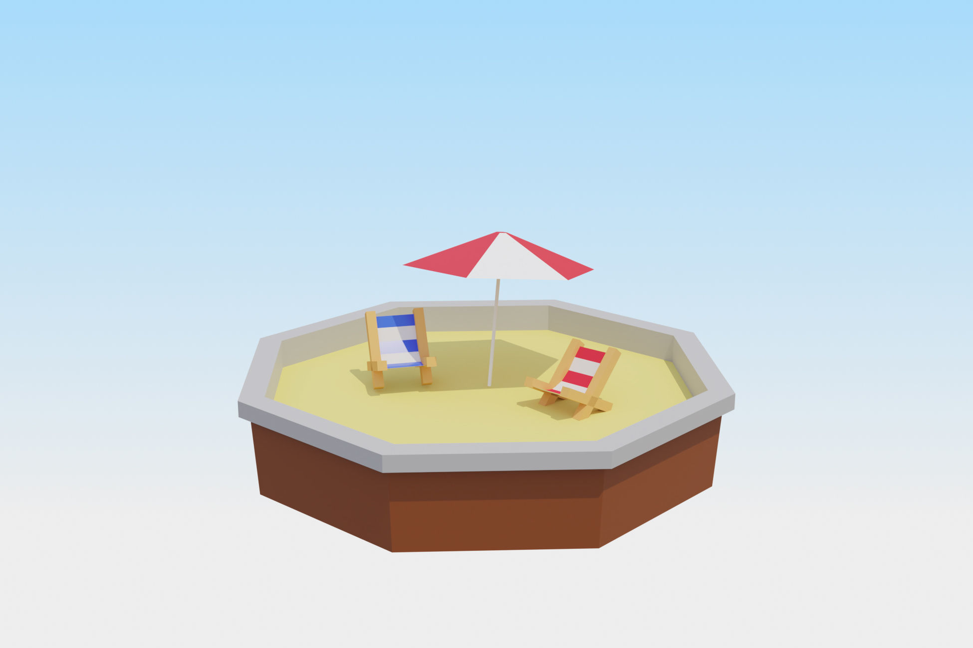 Low Poly Beach Scene 3D Model for download Low-poly 3D model_7