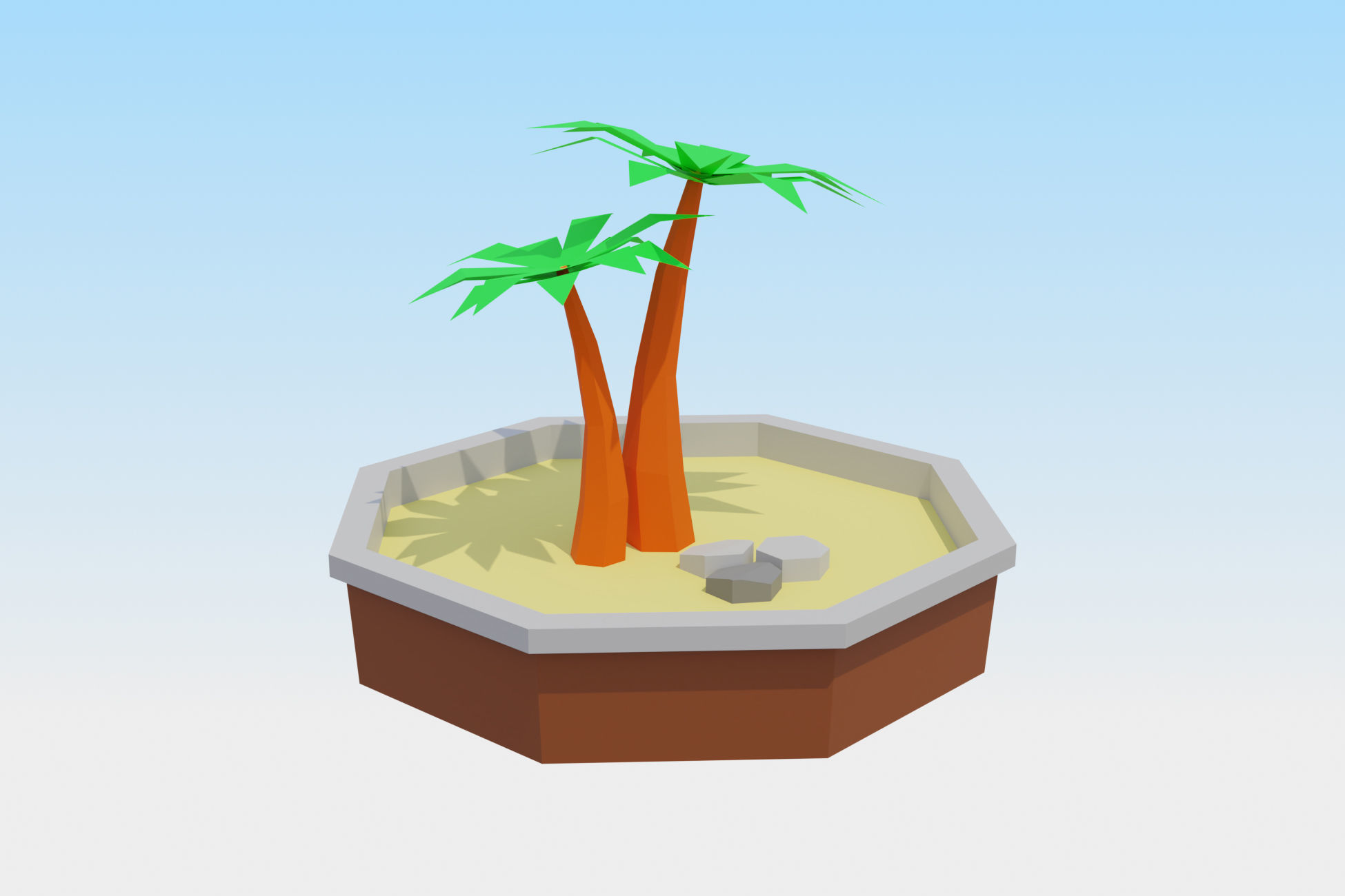 Low Poly Beach Scene 3D Model for download Low-poly 3D model_8