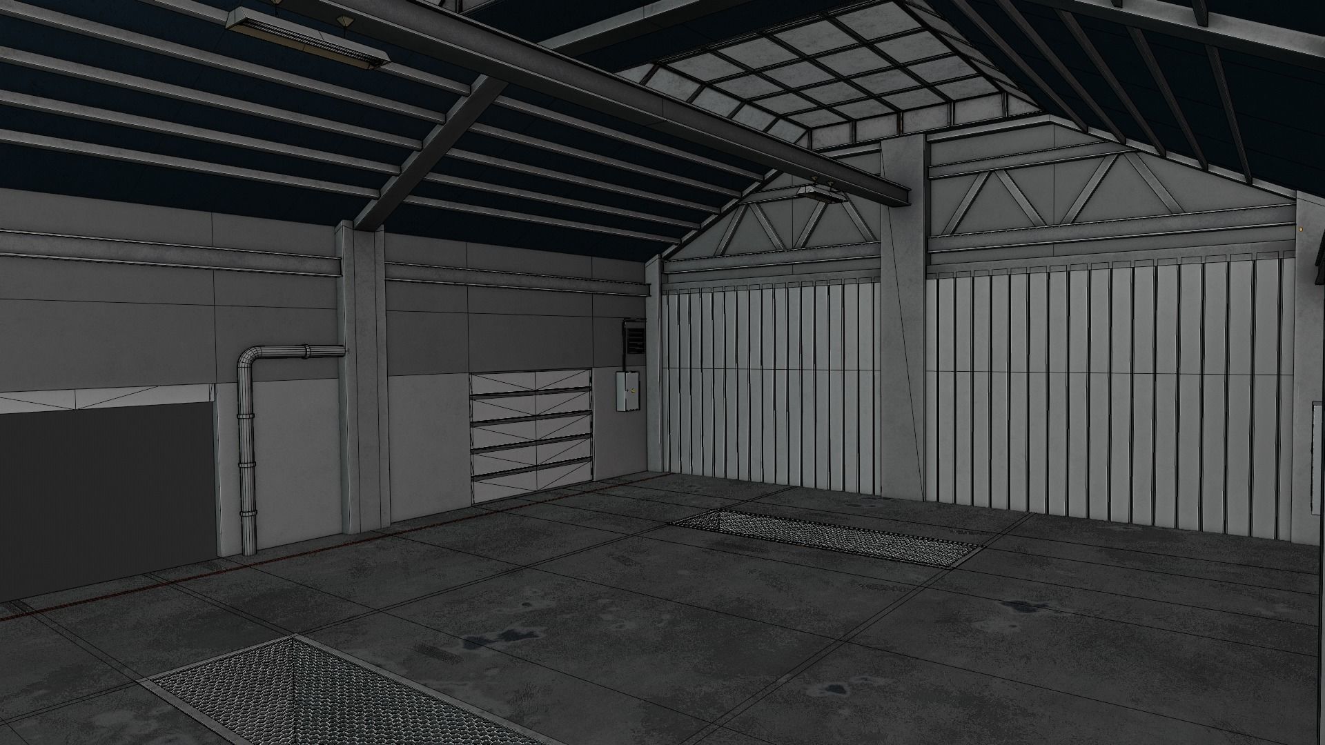 Car Garage Autoservice Building Low-poly 3D model_10