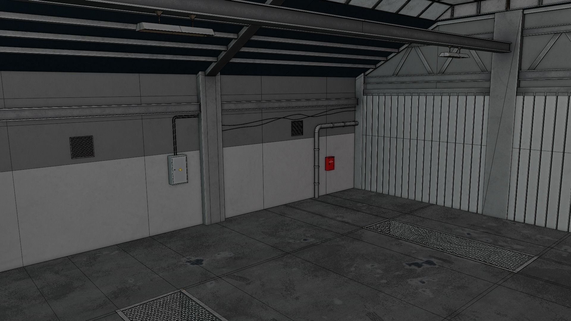 Car Garage Autoservice Building Low-poly 3D model_22